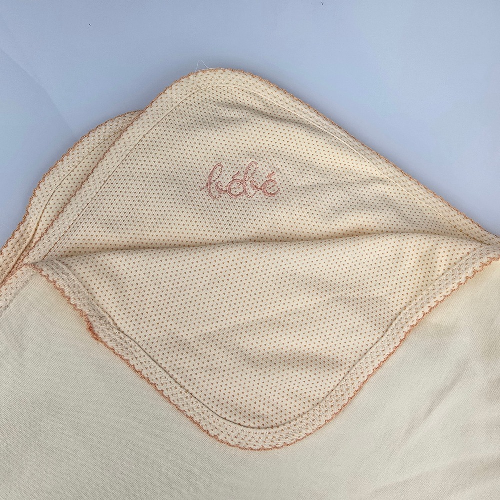 Absorba Baby Blanket Yellow Orange Peach Polka Dot 100% Cotton Vintage NEW BEBE